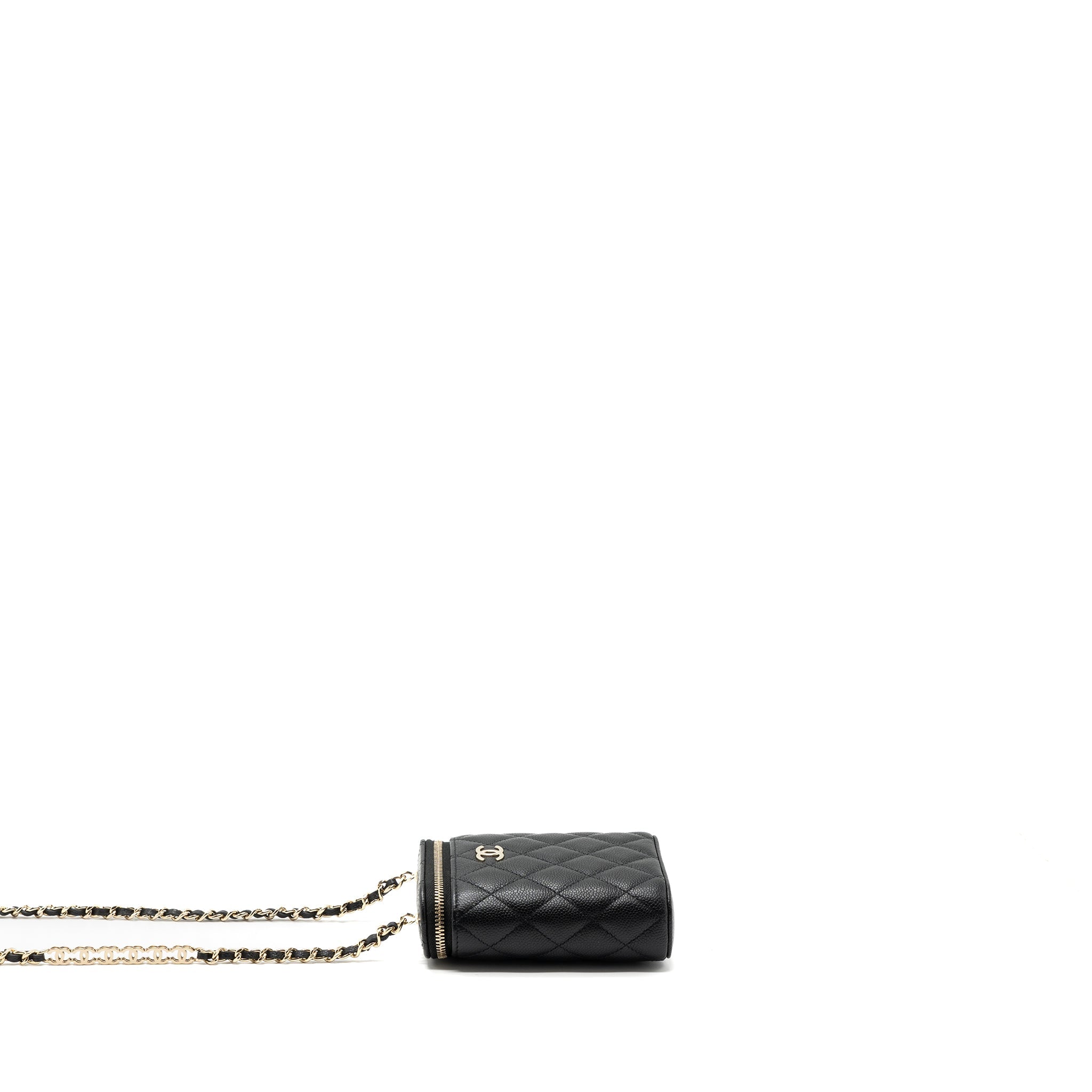 Chanel Vanity Case With Detailed Chain Caviar Black L