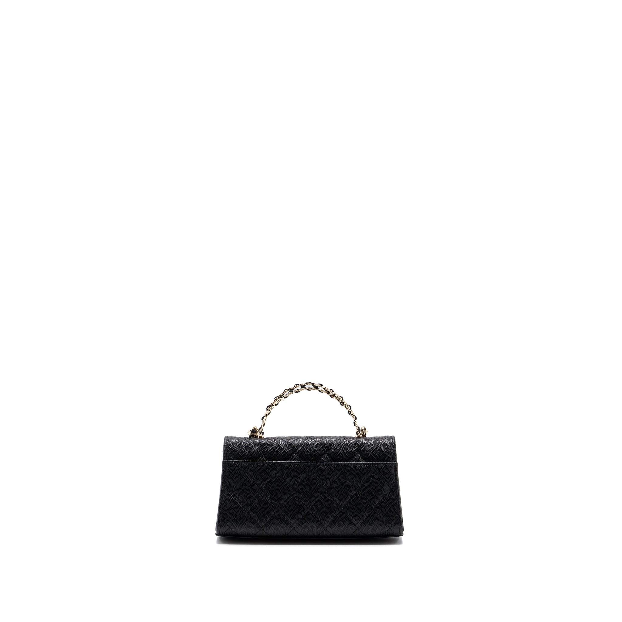 Chanel top handle mini flap bag with chain caviar black L (microchip)