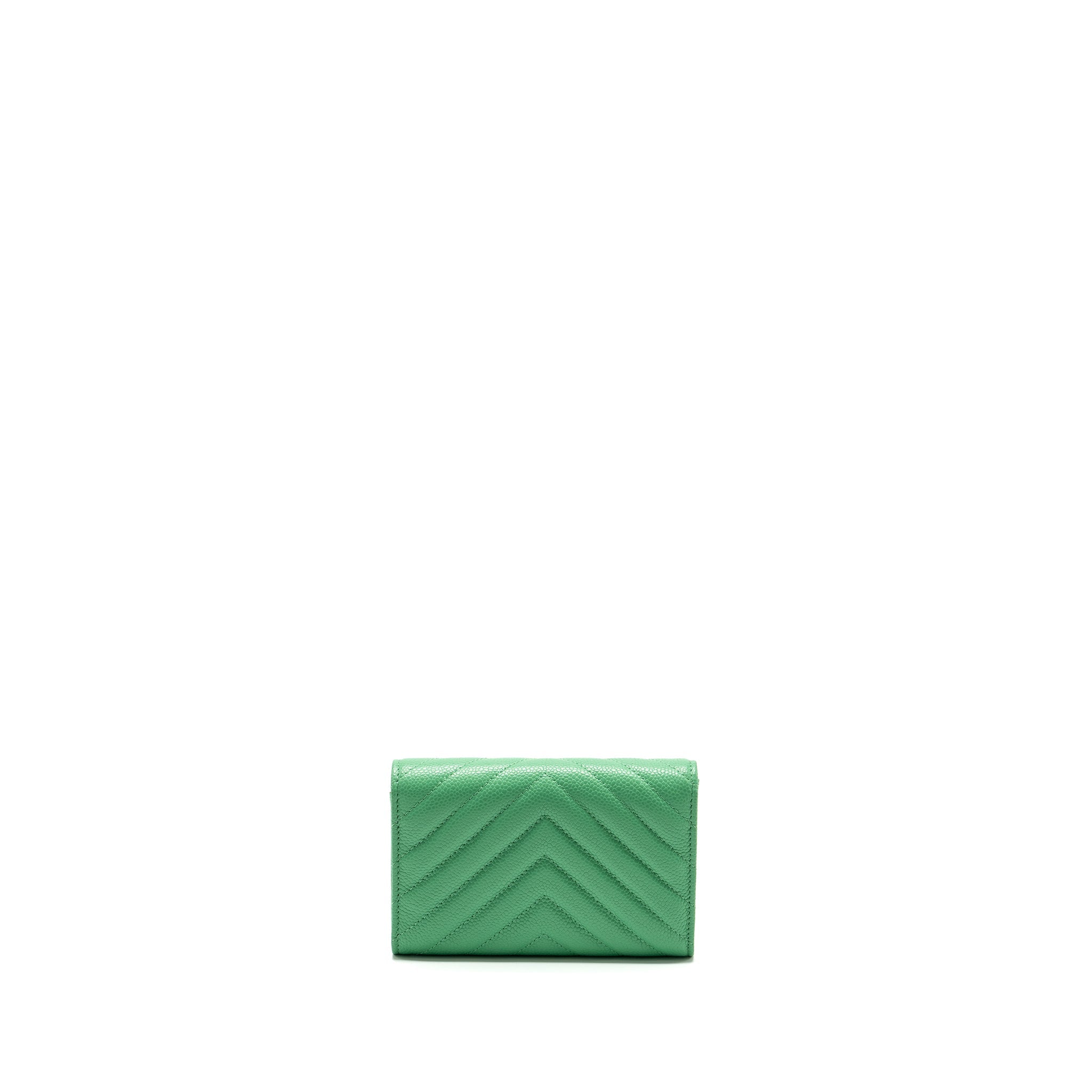 Chanel Classic Flap Wallet Chevron Caviar Green