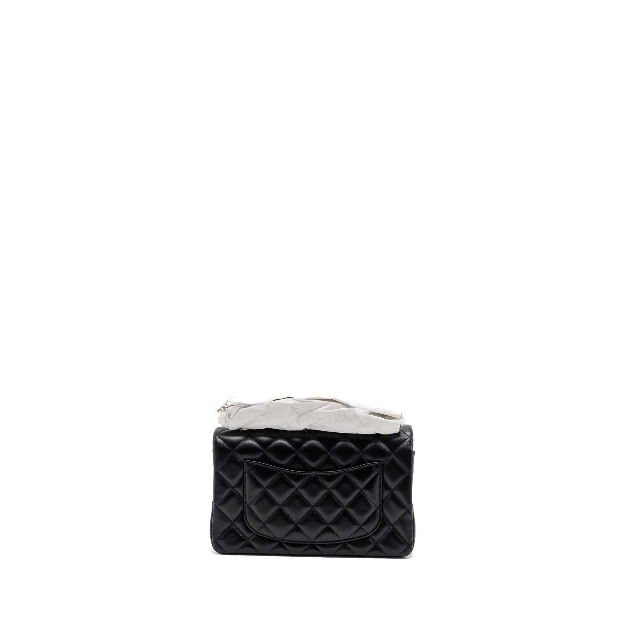 Chanel mini rectangular flap bag lambskin black with  (microchip)