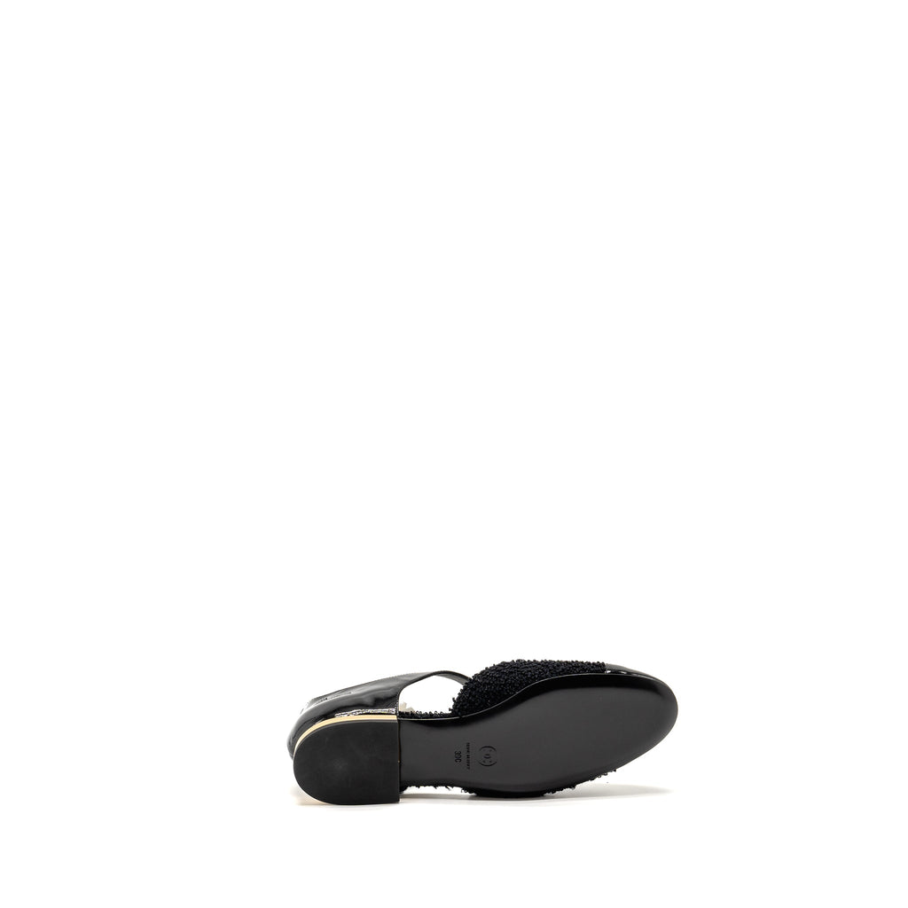 Chanel Size 39 21K CC Logo Ballerinas Tweed/Patent Calfskin Black