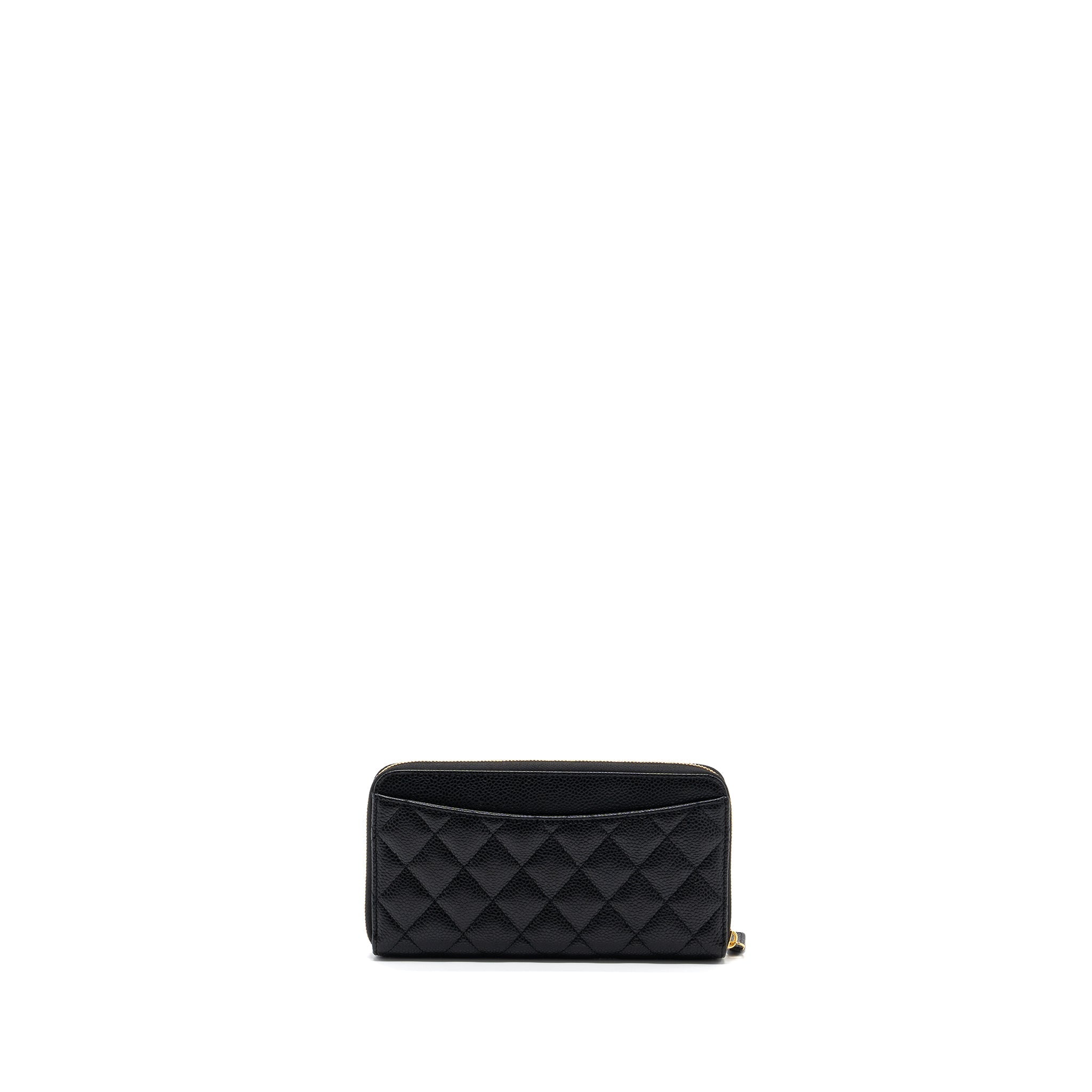 Chanel classic long zipped wallet caviar black  (microchip)