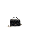 Chanel Top Handle Mini Rectangular Flap Bag lambskin Black L(Microchip)