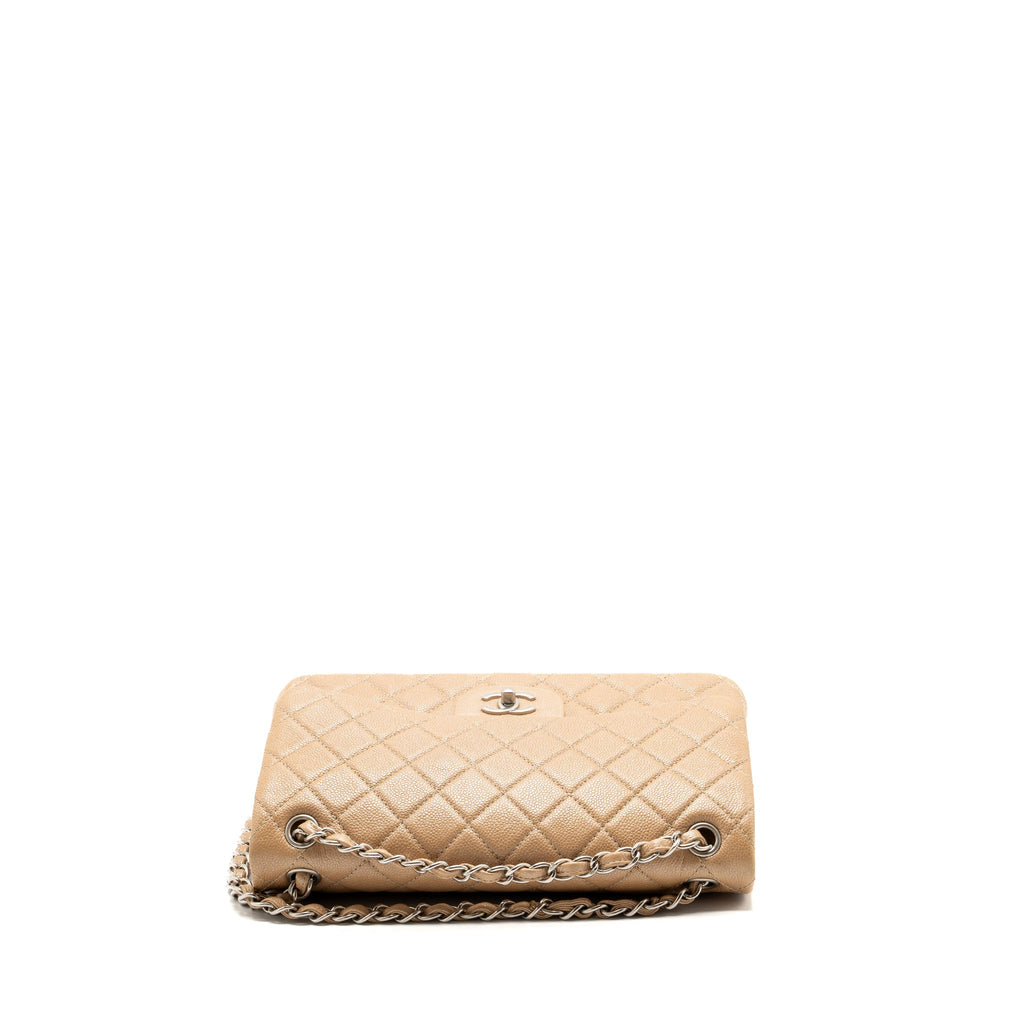 Chanel classic jumbo double flap bag caviar iridescent beige brushed