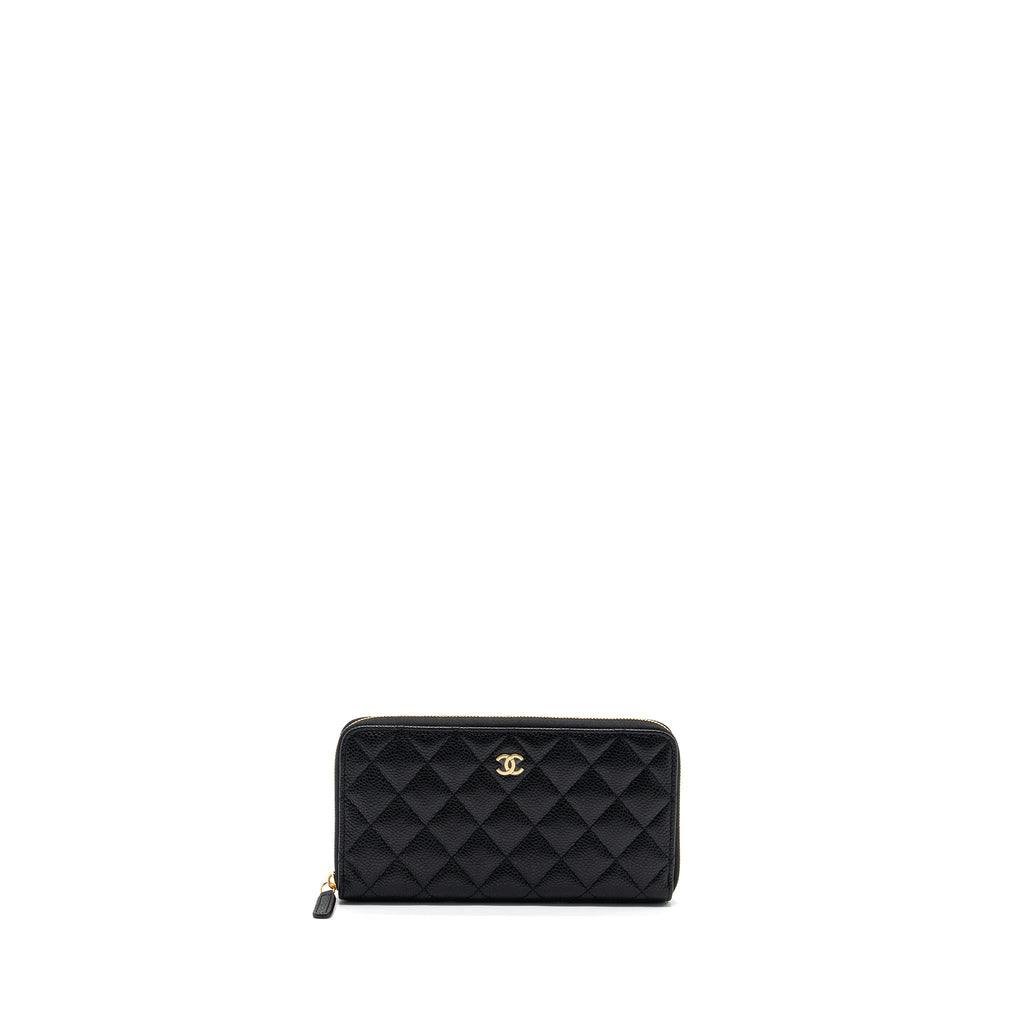 Chanel classic long zipped wallet caviar black  (microchip)