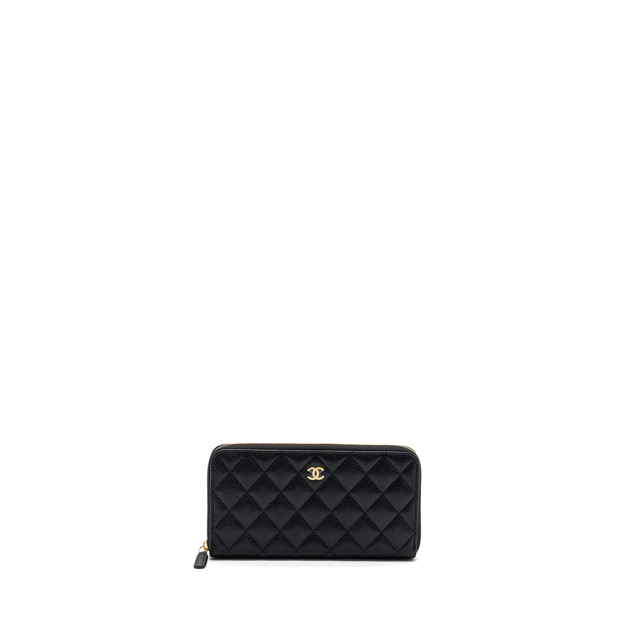 Chanel classic long zipped wallet caviar black  (microchip)