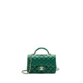 Chanel Top Handle Mini Flap Bag with Chain Lambskin Green L (Microchip)