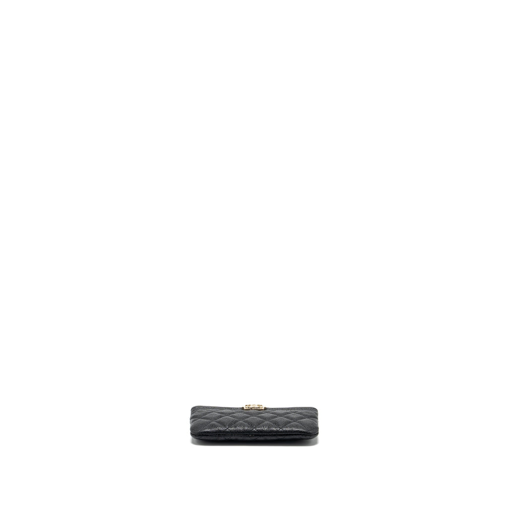 Chanel Small Boy Zip Pouch Shiny Grained Calfskin Black