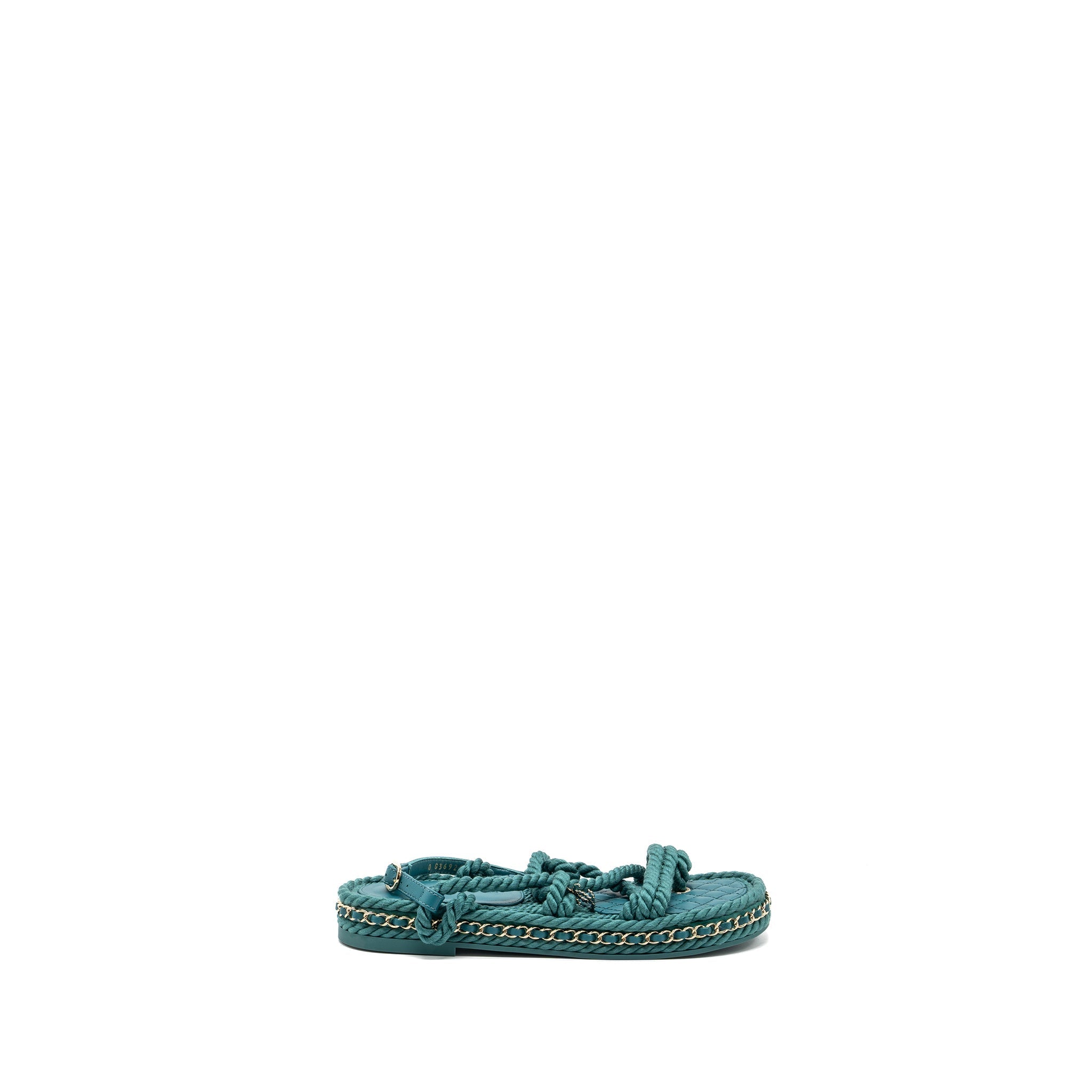 Chanel Size 38 21c Sandals Cord Green L