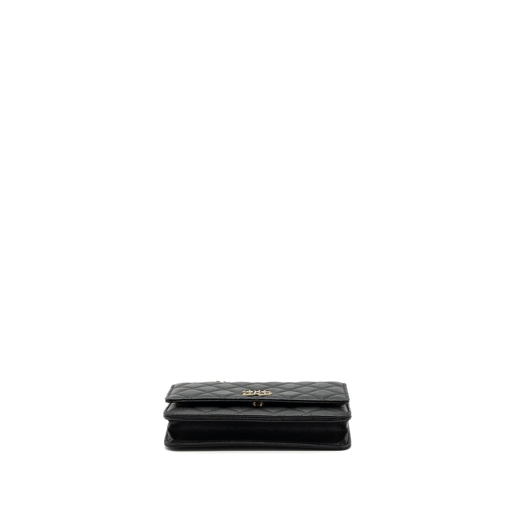 Chanel Detailed Logo Wallet On Chain Caviar Black L (microchip)