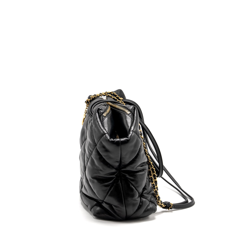 Chanel New York Bowling Bag Quilted Lambskin Black