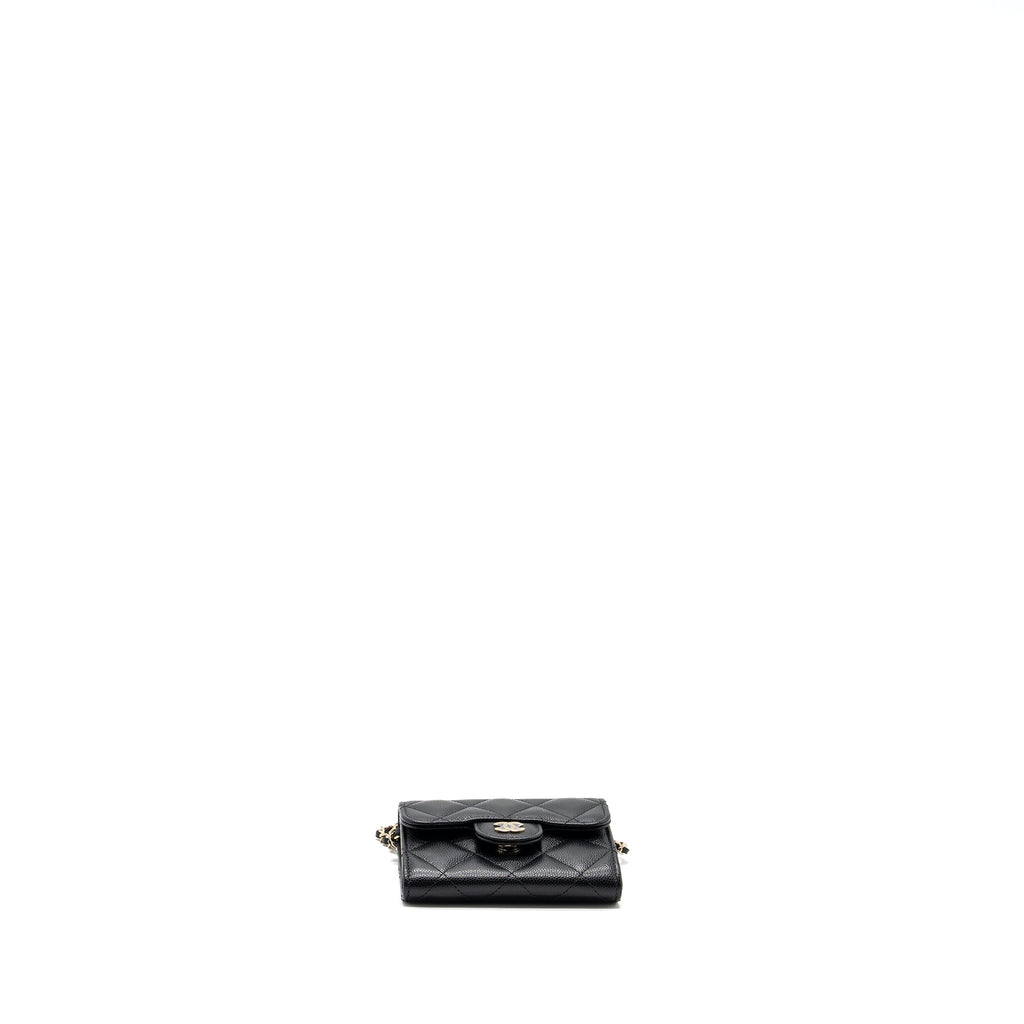 Chanel Card Holder With Chain Caviar Black L