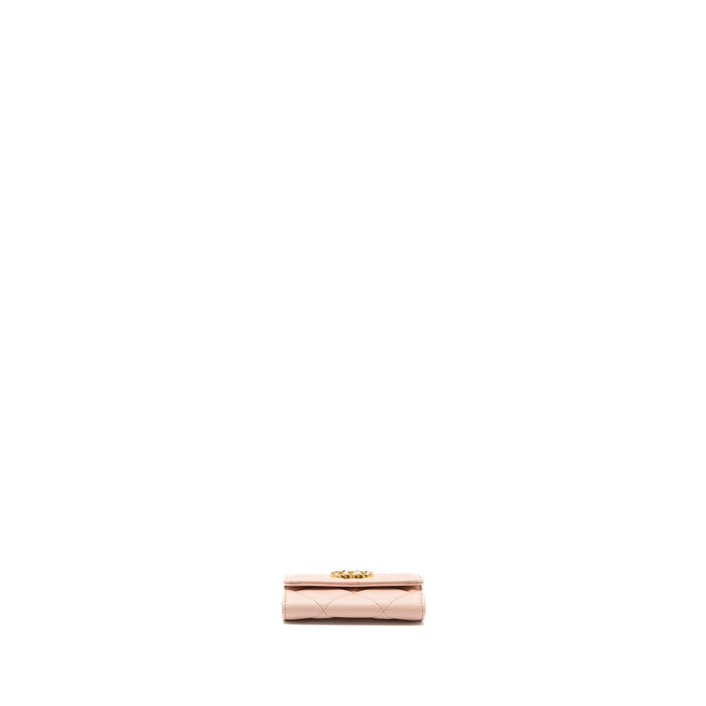 Chanel 19 Card Holder Lambskin Light Pink  (microchip)