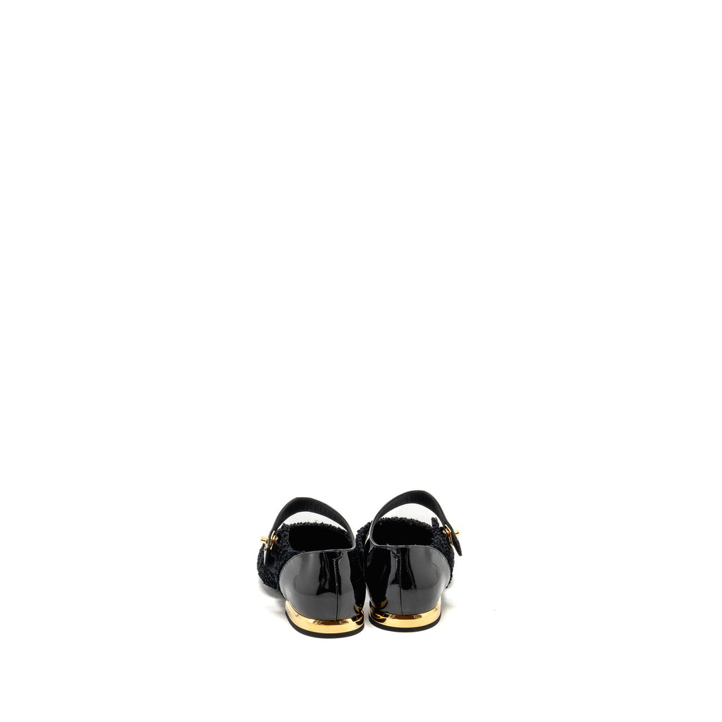 Chanel Size 39 21K CC Logo Ballerinas Tweed/Patent Calfskin Black