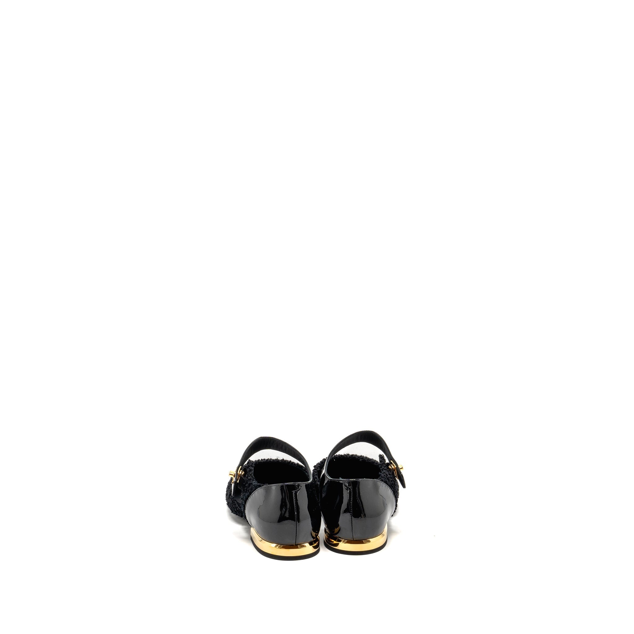 Chanel Size 39 21K CC Logo Ballerinas Tweed/Patent Calfskin Black