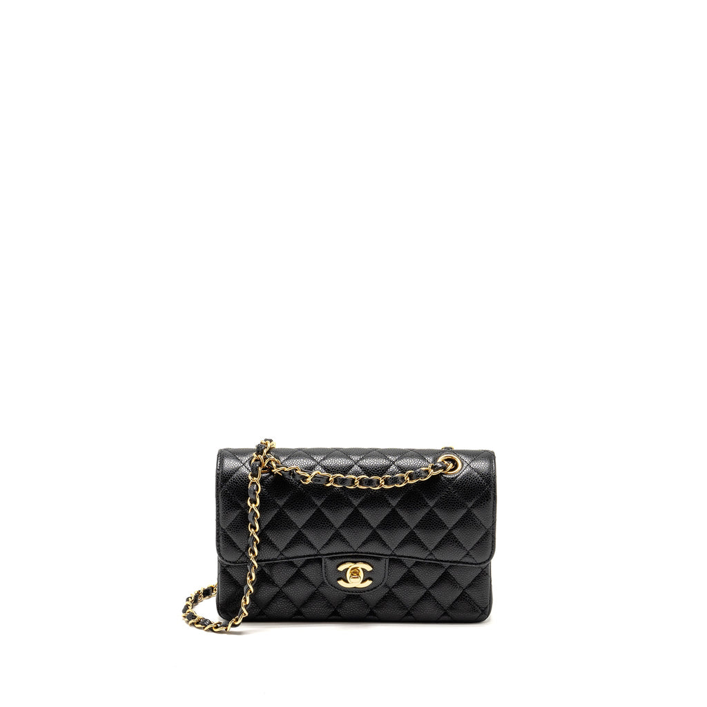 Chanel Small Classic Double Flap Bag Caviar Black  (Microchip)