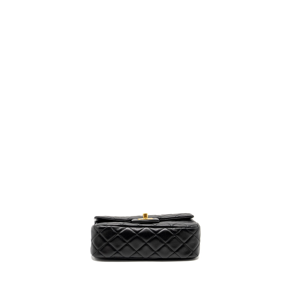Chanel Pearl Crush mini Rectangular flap bag lambskin black  (microchip)