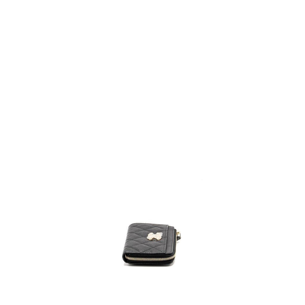 Chanel Zipped Card Holder Limited Edition Caviar Black L (Microchip)