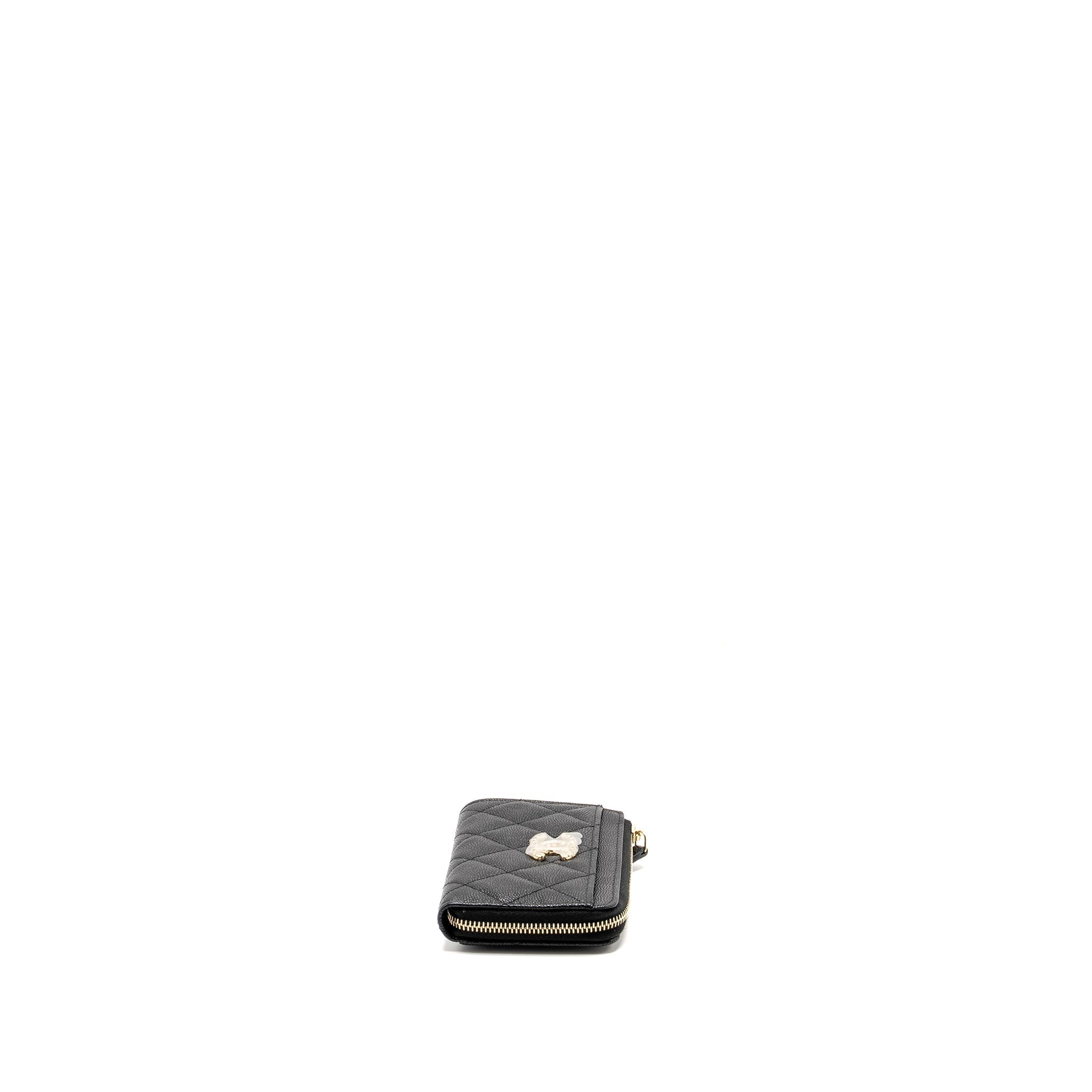 Chanel Zipped Card Holder Limited Edition Caviar Black L (Microchip)