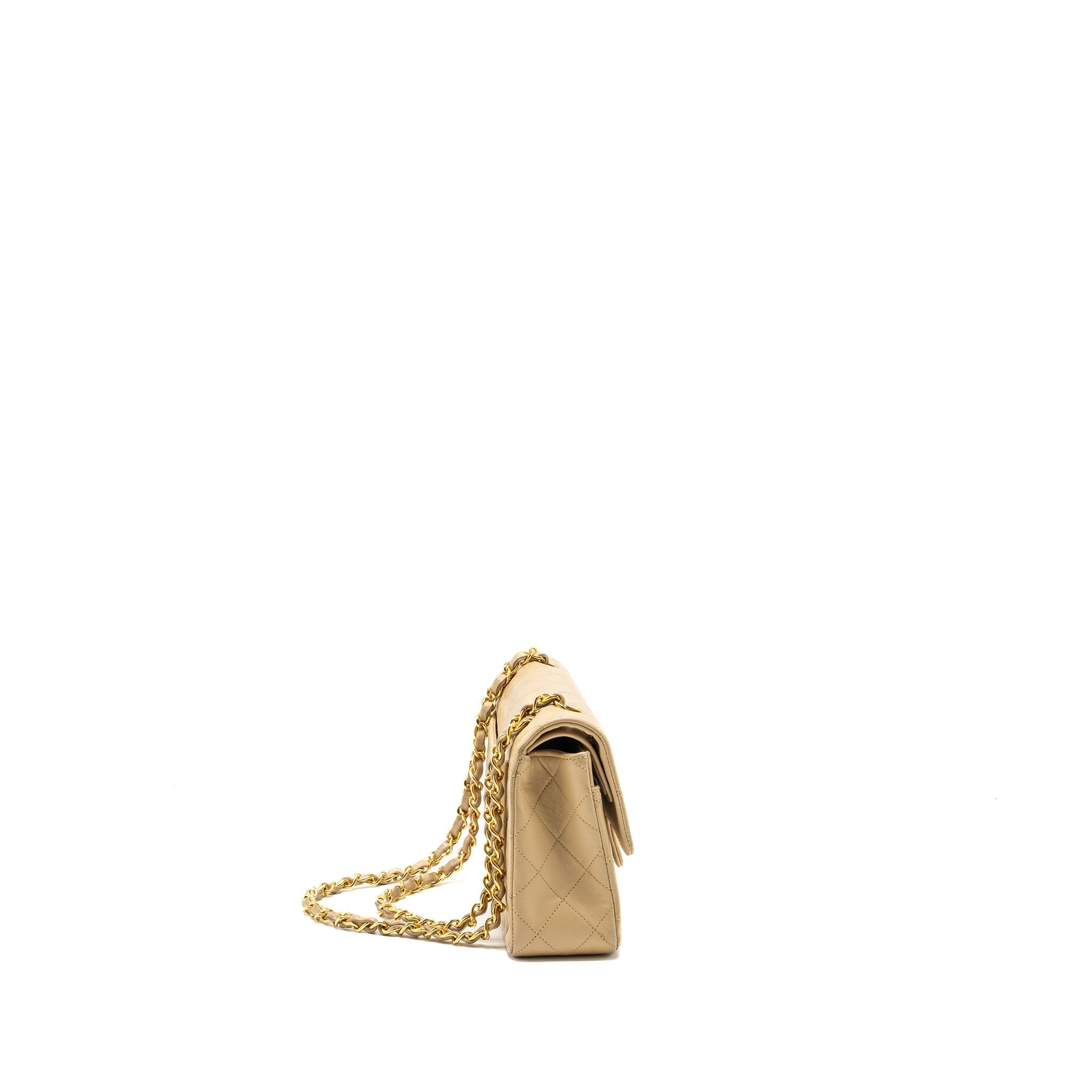 Chanel vintage Small classic flap bag lambskin beige