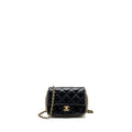 Chanel Quilted flap bag with detailed logo and chain lambskin black  (microchip)