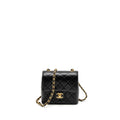 Chanel 22K Retro New Classic Square Mini Flap Bag Goatskin Black Brushed  (Microchip)
