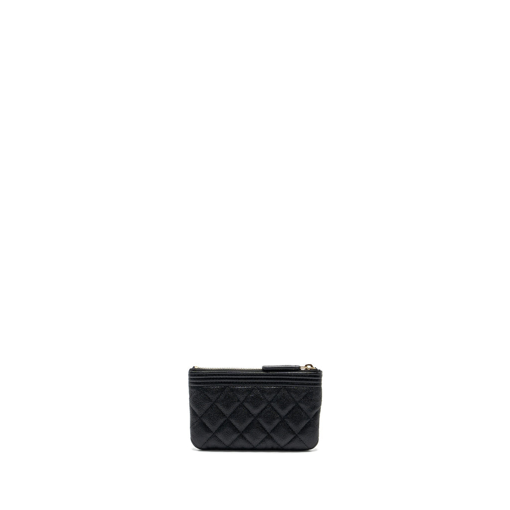 Chanel Small Boy Zip Pouch Shiny Grained Calfskin Black