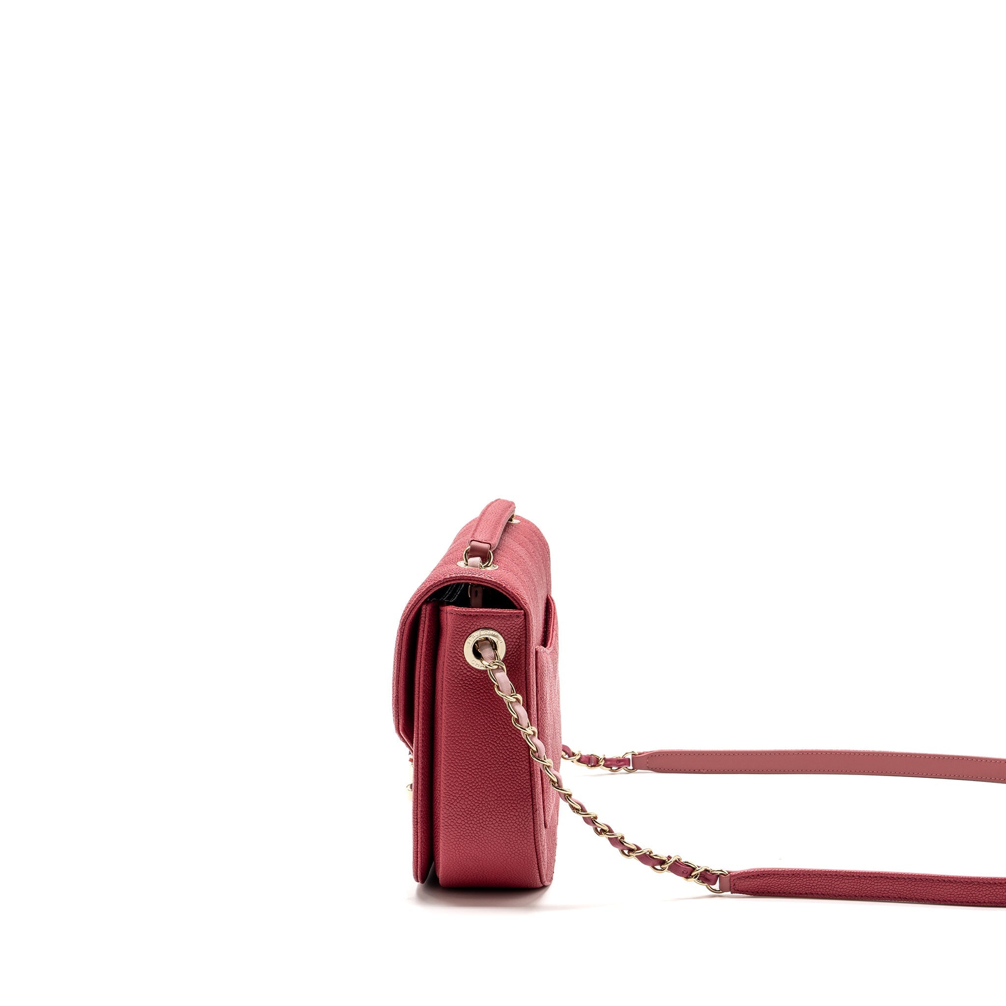 Chanel Giant CC logo Messenger Bag Grained Calfskin Pink L