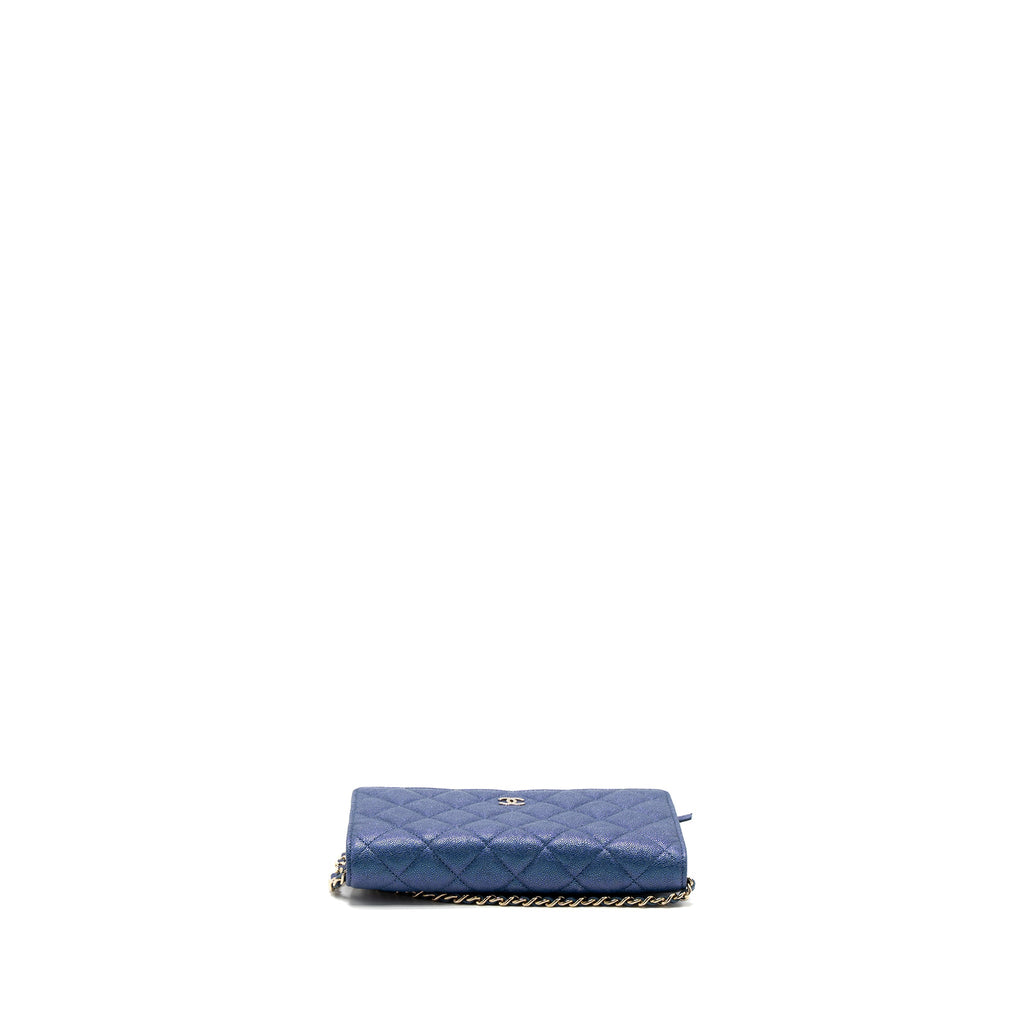 Chanel Classic Wallet On Chain Caviar Iridescent Blue L