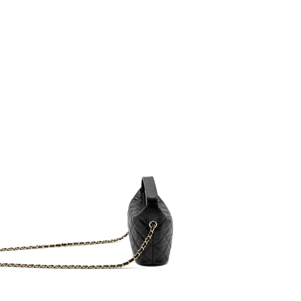 Chanel 25c Quilted Hobo Bag Caviar Black  (microchip)