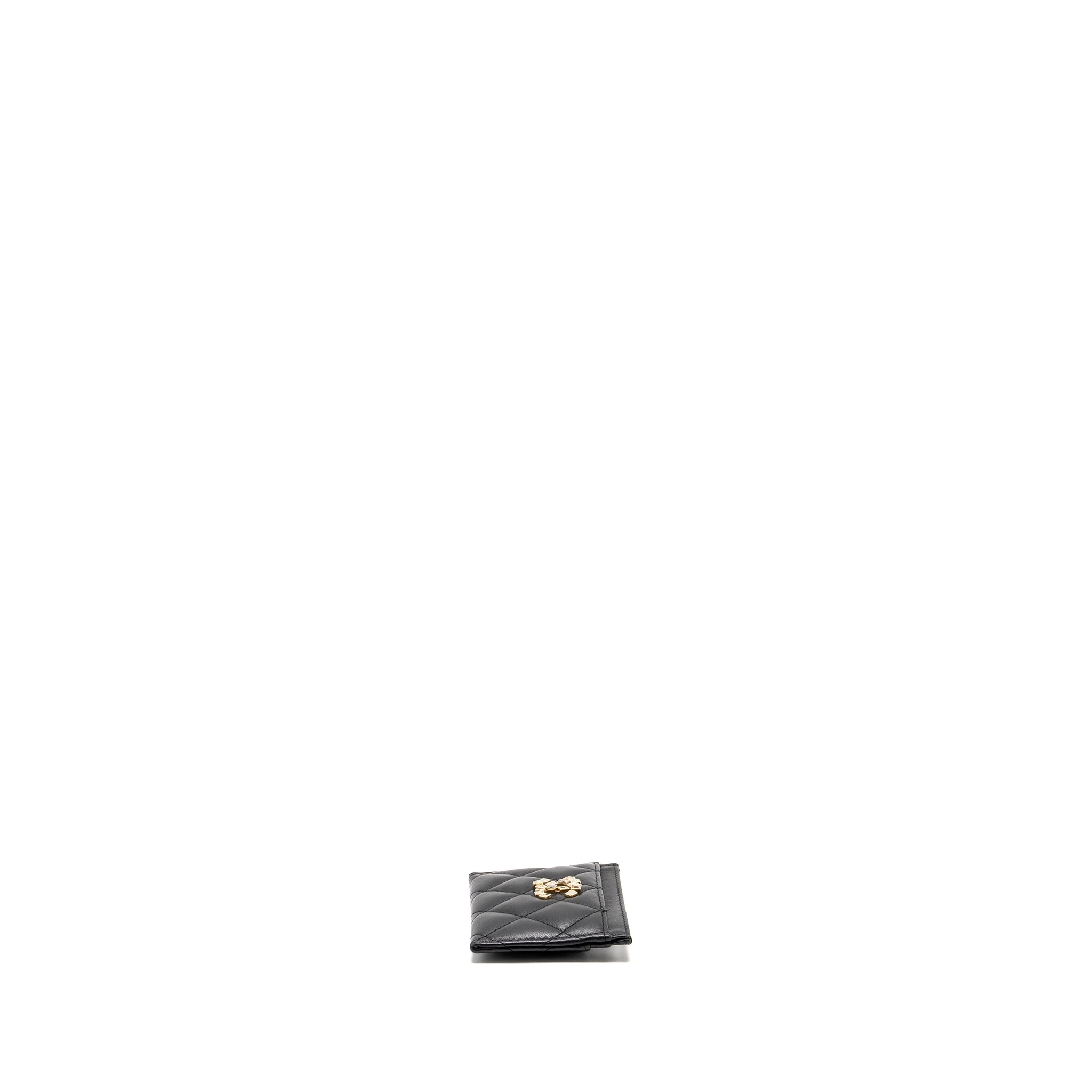 Chanel Detail CC Logo Card Holder Lambskin Black L (microchip)