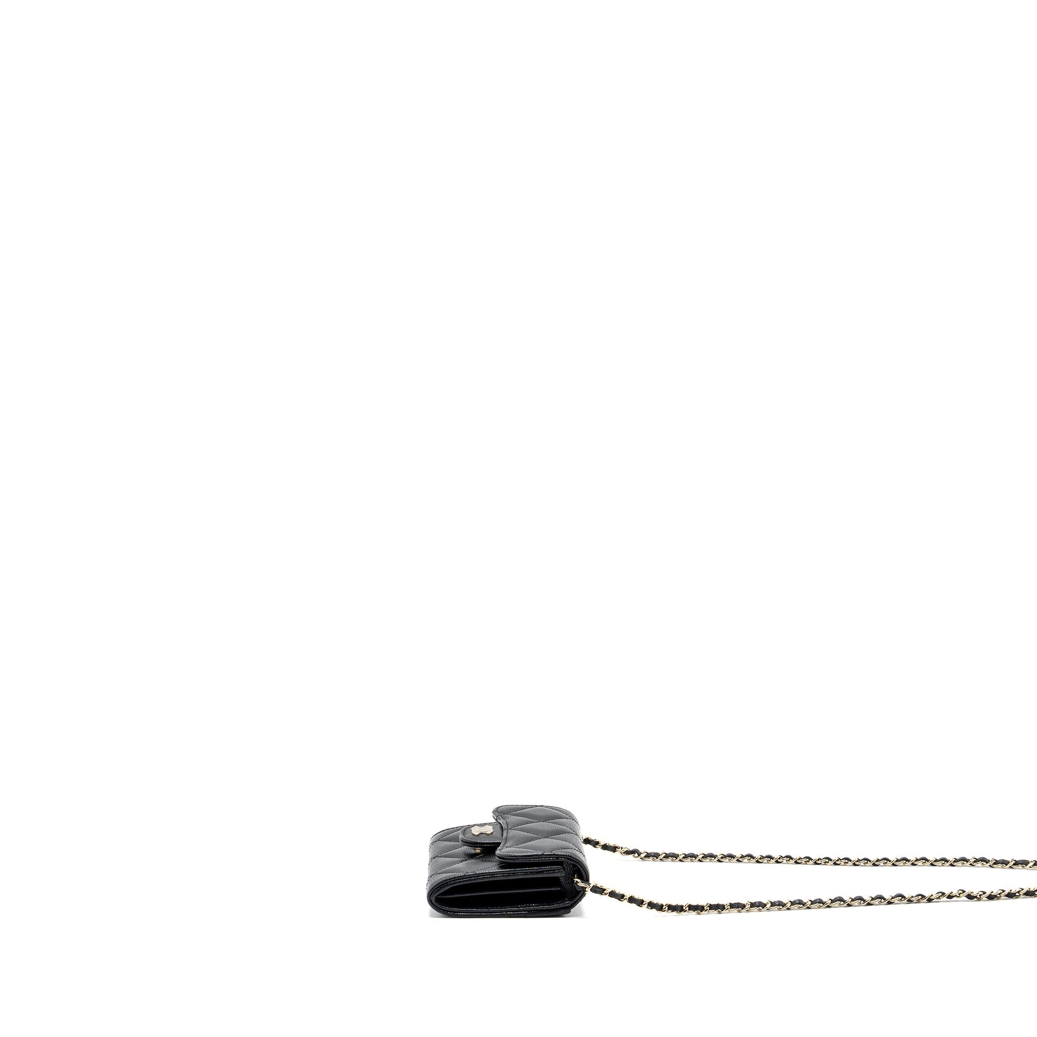 Chanel Card Holder With Chain Caviar Black L