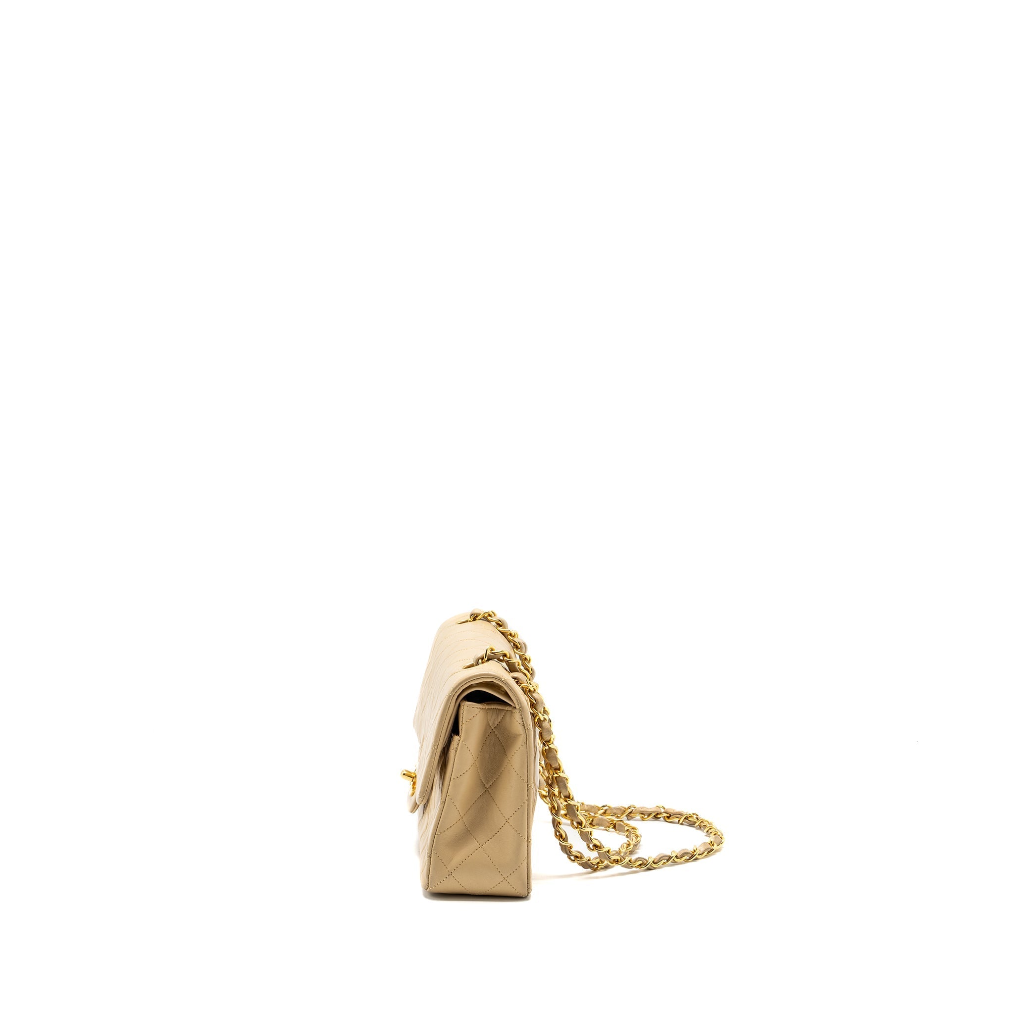 Chanel vintage Small classic flap bag lambskin beige
