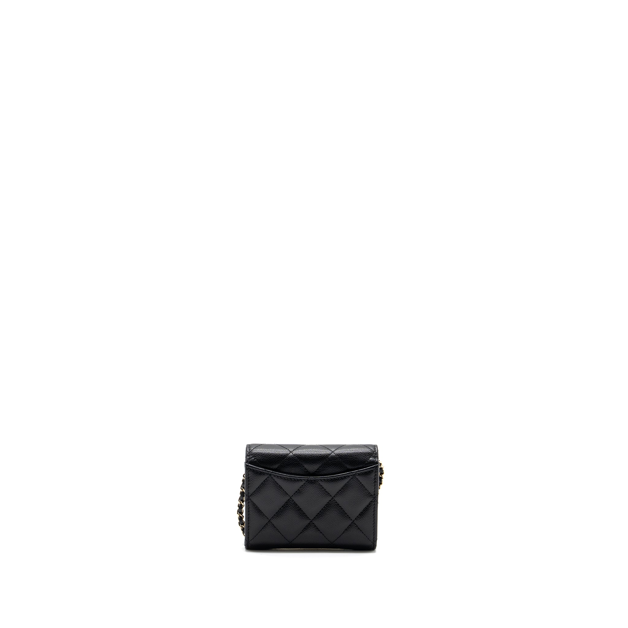 Chanel Card Holder With Chain Caviar Black L