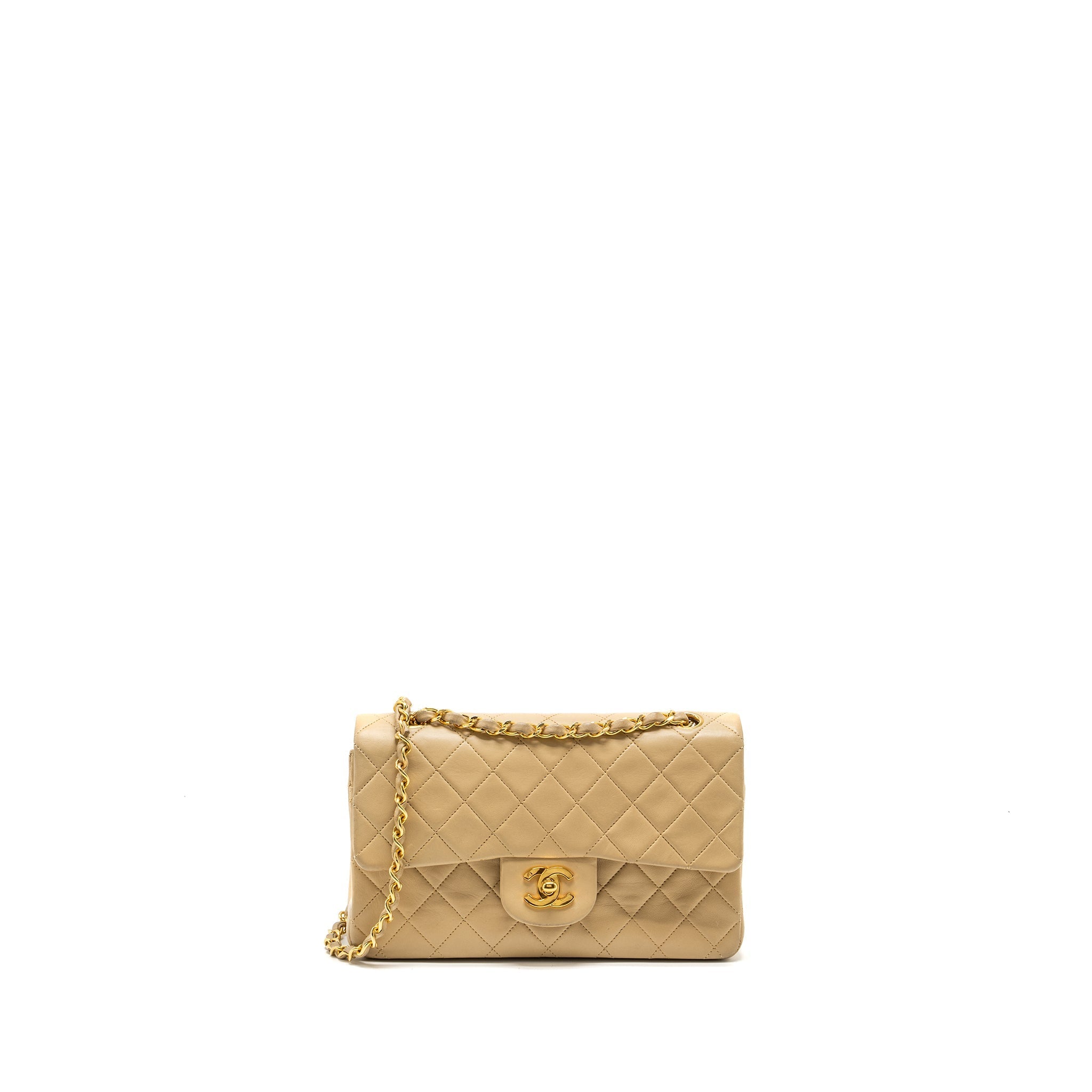 Chanel vintage Small classic flap bag lambskin beige