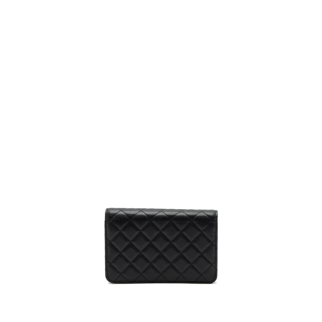 Chanel Detailed Logo Wallet On Chain Caviar Black L (microchip)