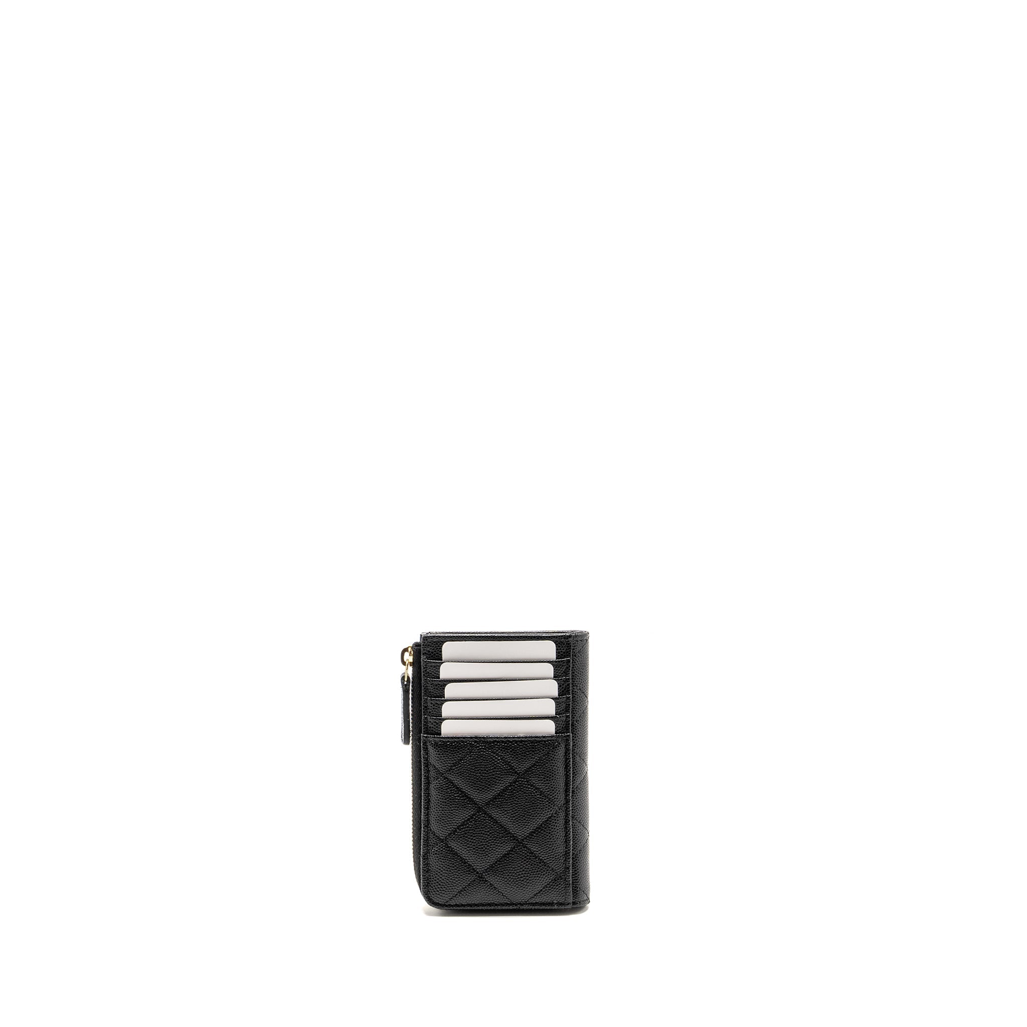 Chanel Zipped Card Holder Limited Edition Caviar Black L (Microchip)