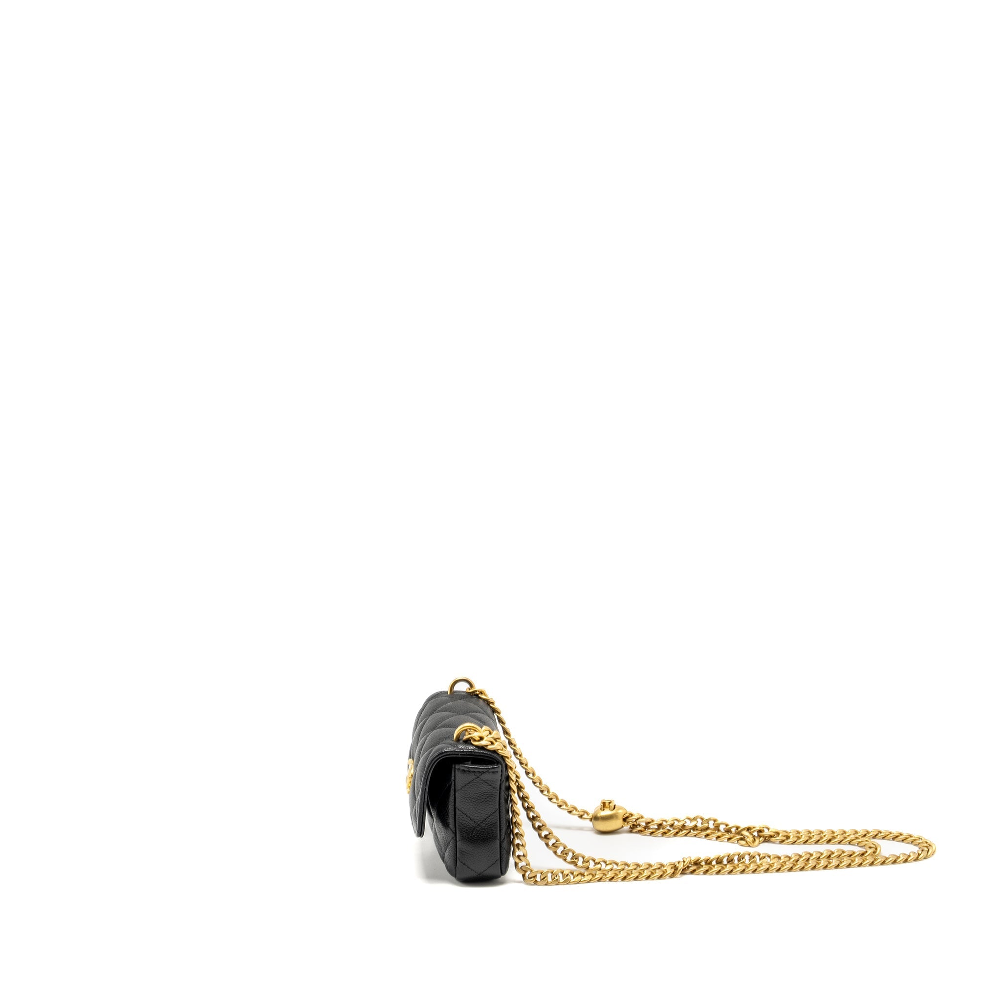Chanel coco love mini flap wallet with chain caviar black  (Microchip)