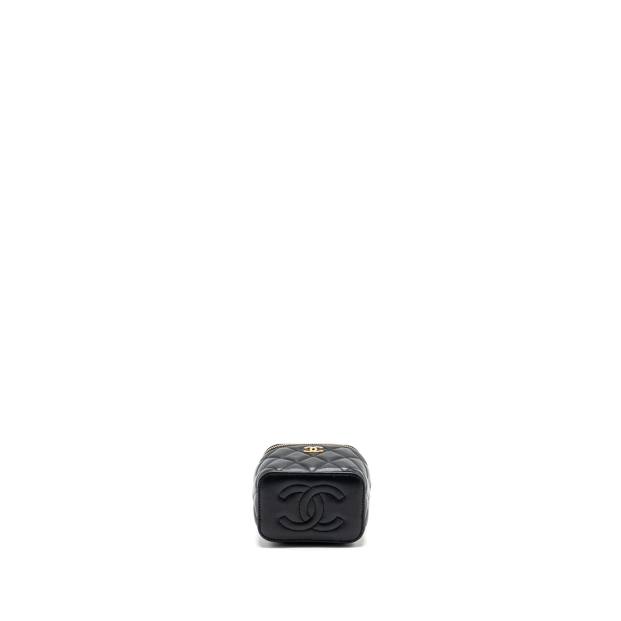 Chanel Top Handle Mini Vanity Case with Chain Lambskin Black  (Microchip)