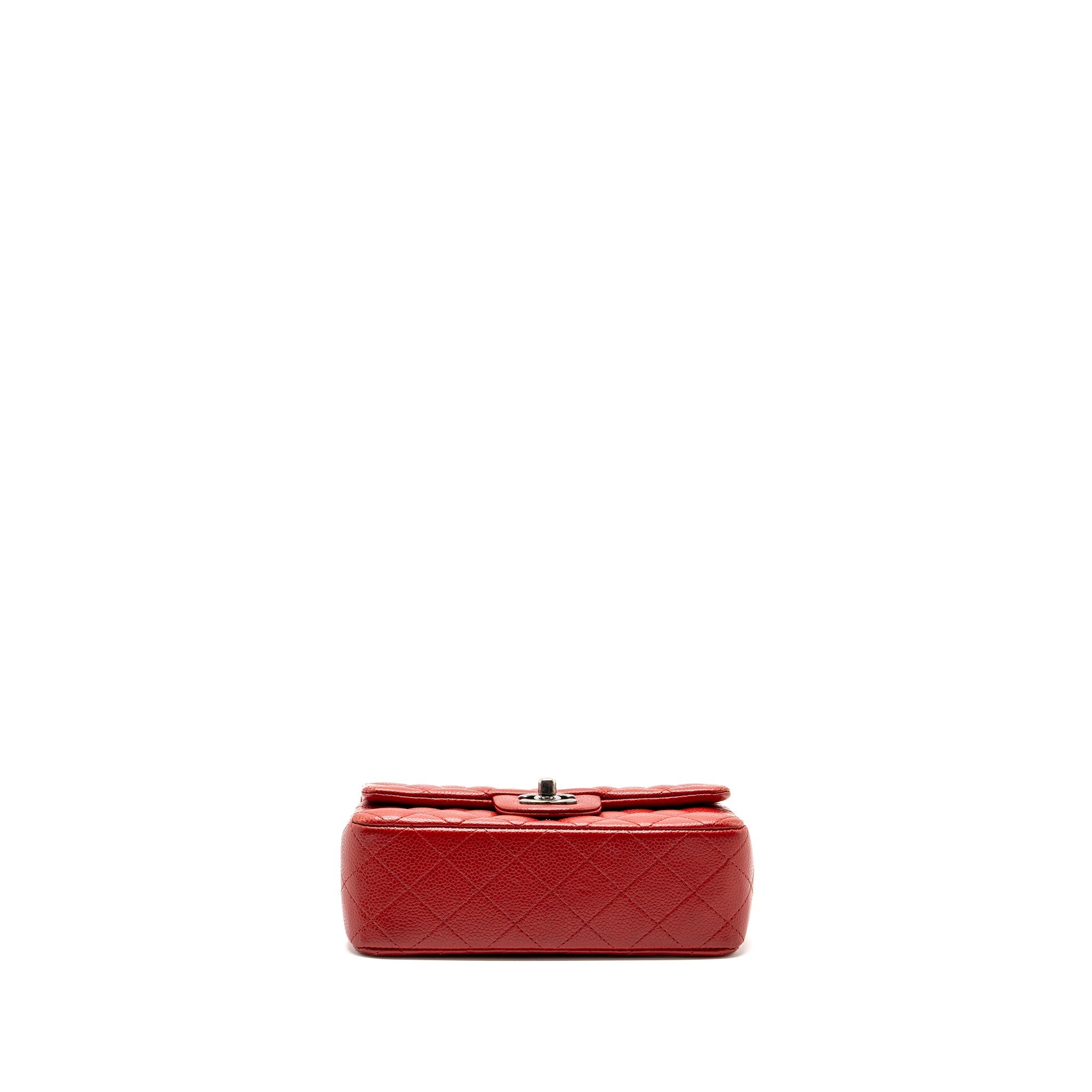 Chanel mini rectangular flap bag caviar red ruthenium hardware