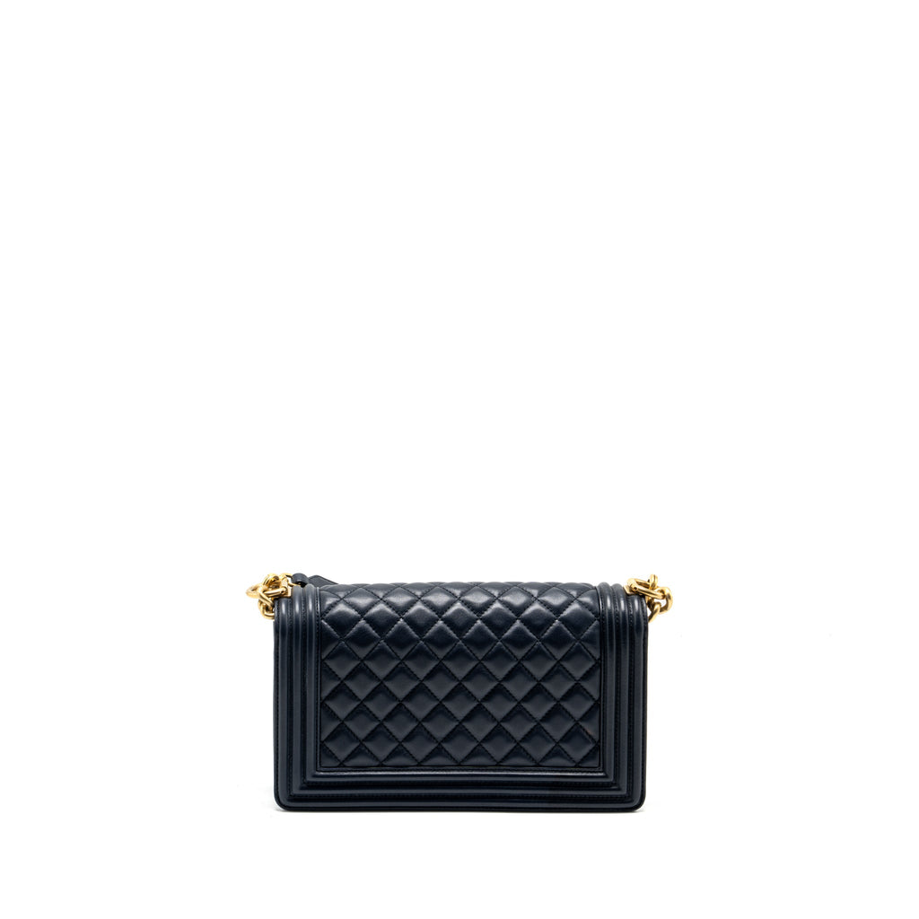Chanel 20B medium boy bag with top handle Calfskin navy