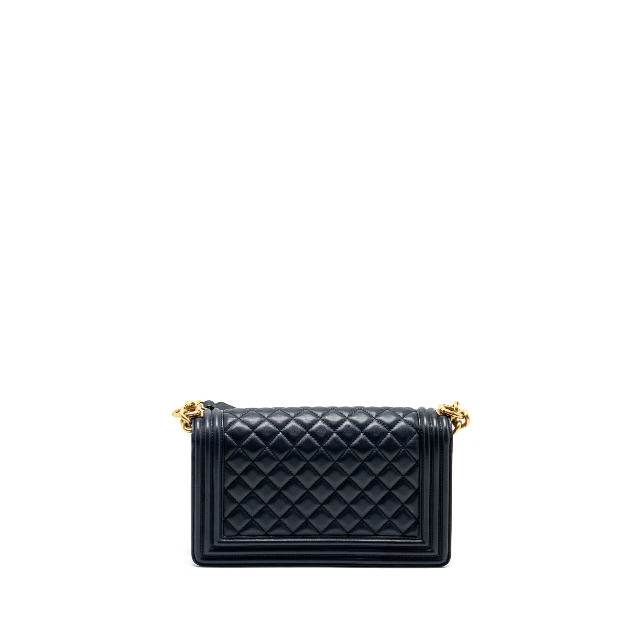 Chanel 20B medium boy bag with top handle Calfskin navy