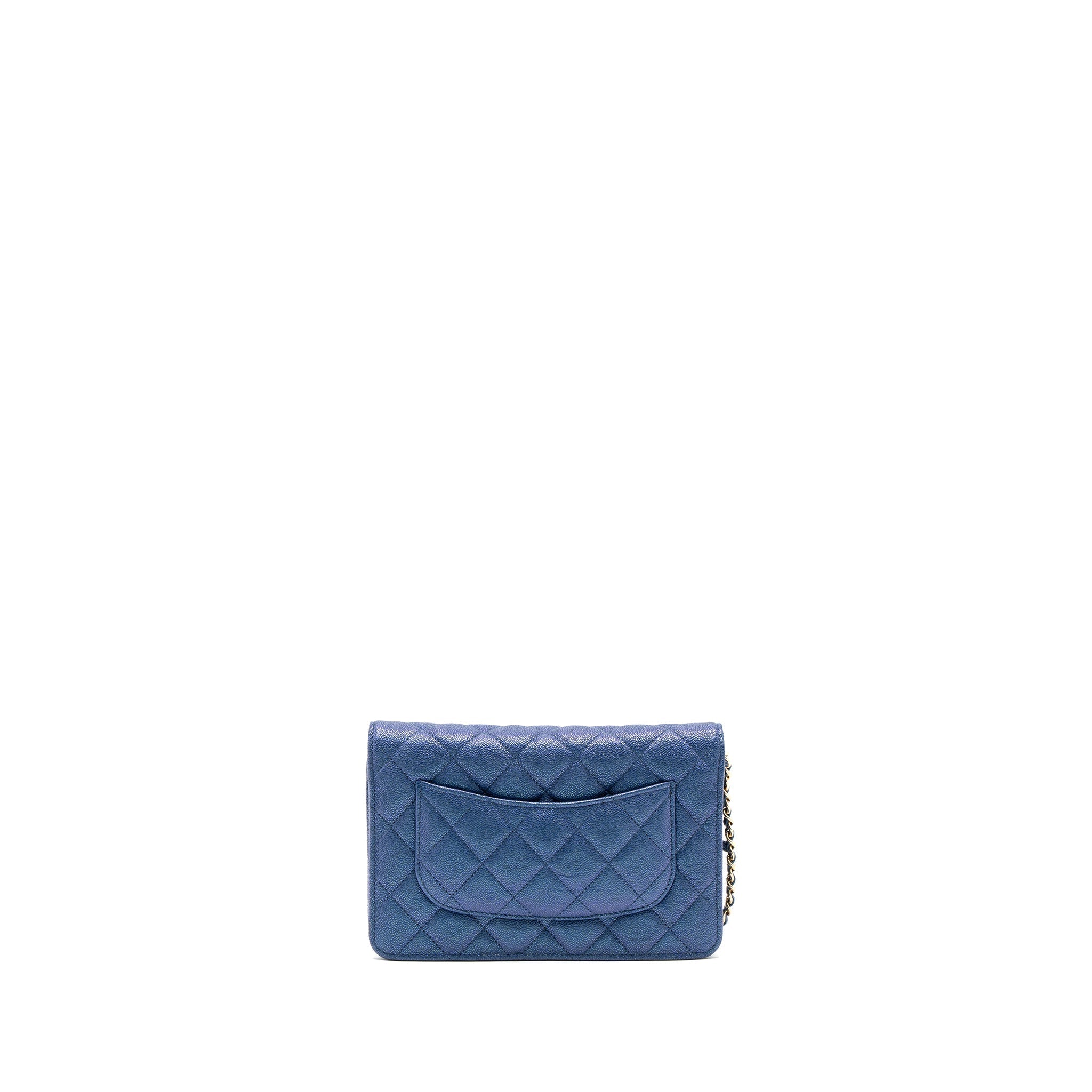 Chanel Classic Wallet On Chain Caviar Iridescent Blue L