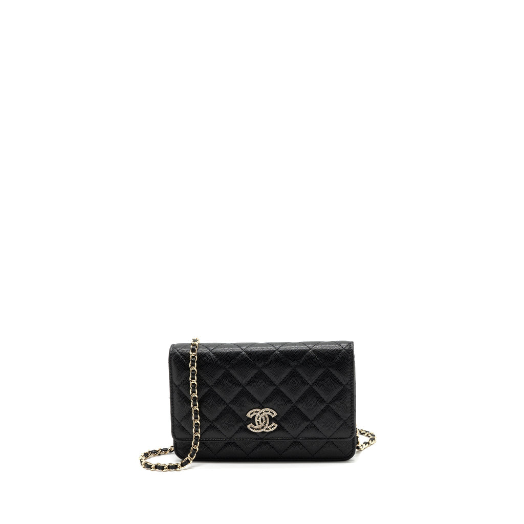 Chanel Detailed Logo Wallet On Chain Caviar Black L (microchip)