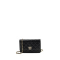 Chanel Detailed Logo Wallet On Chain Caviar Black L (microchip)