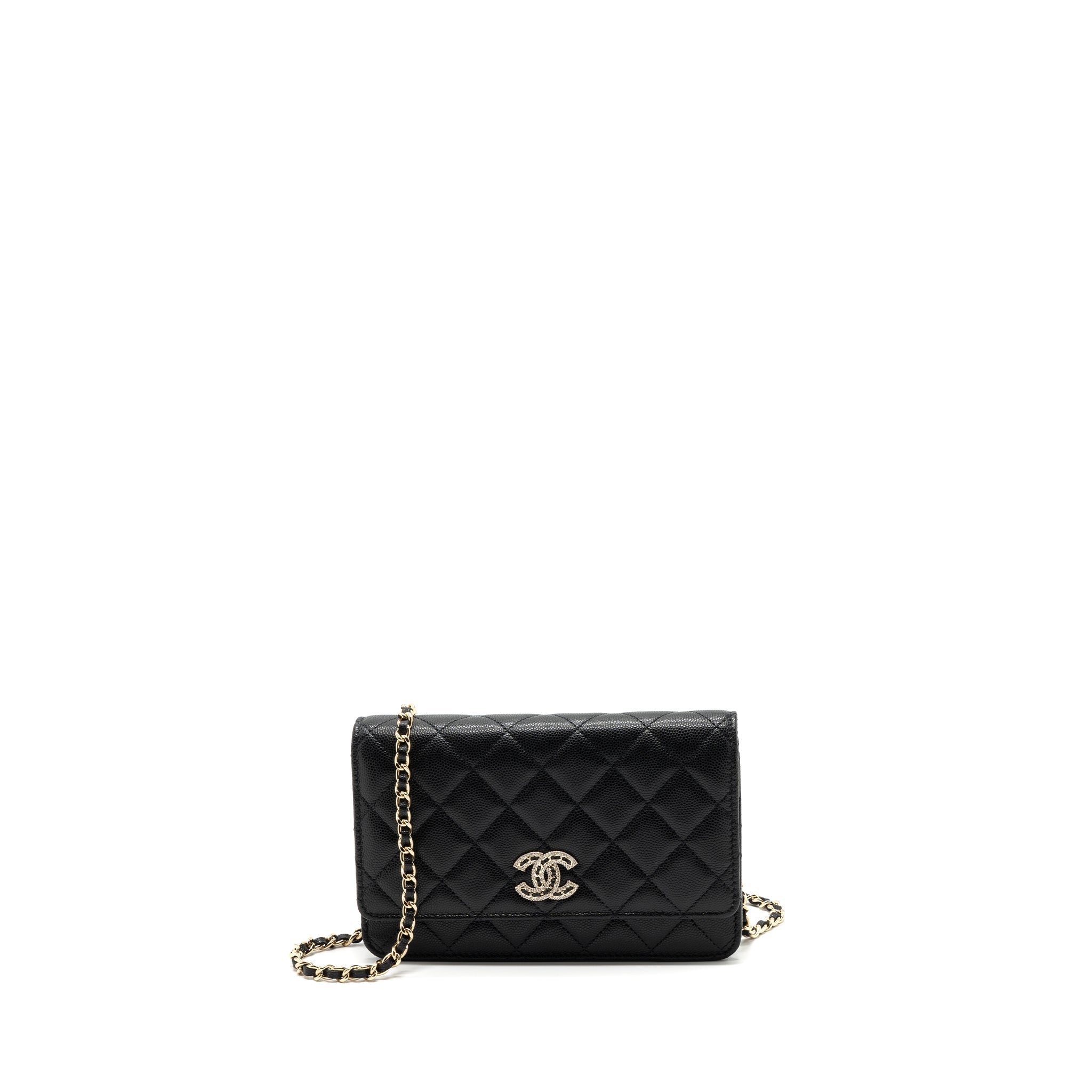 Chanel Detailed Logo Wallet On Chain Caviar Black L (microchip)
