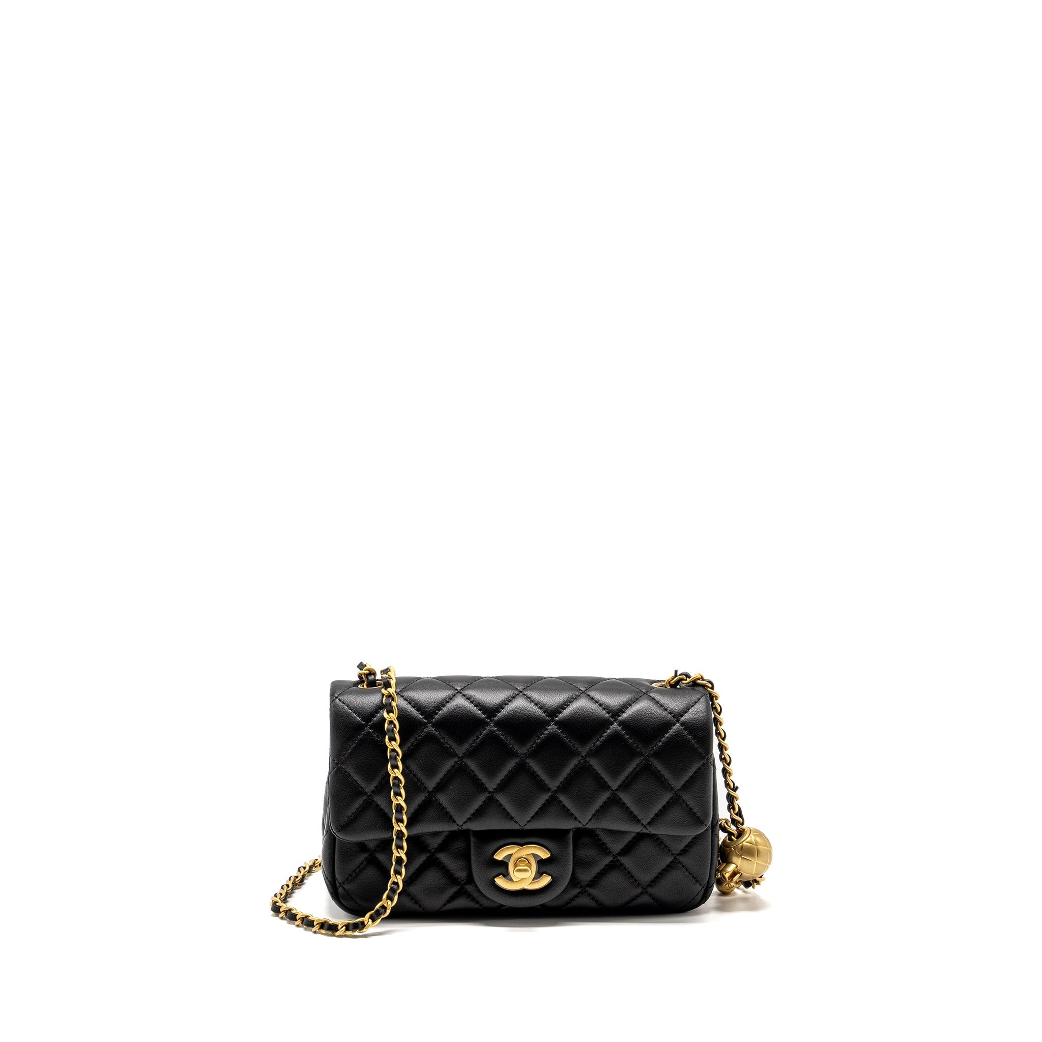 Chanel Pearl Crush mini Rectangular flap bag lambskin black  (microchip)