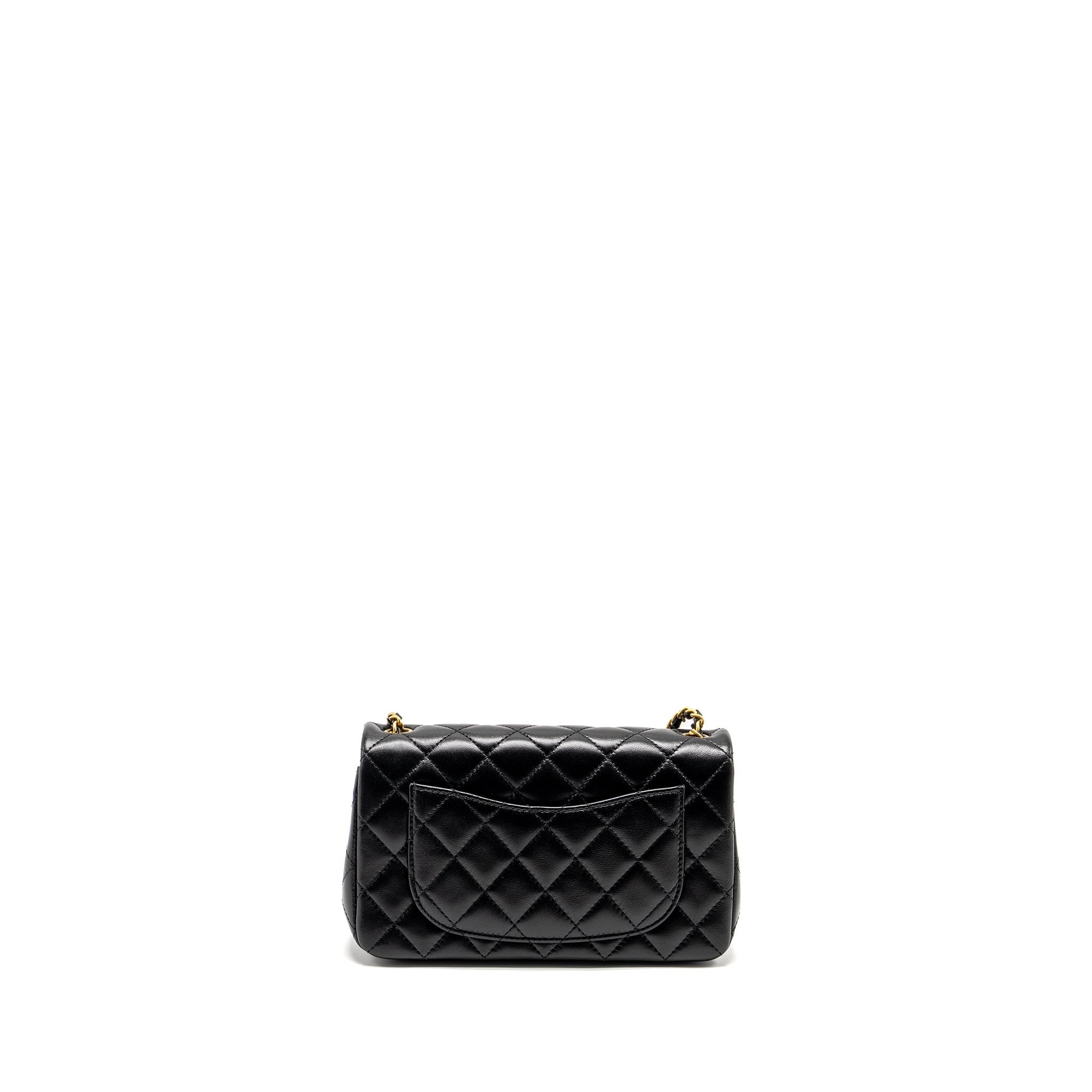 Chanel 24k Pearl Crush Mini Rectangular Flap Bag Shiny Lambskin Black  (Microchip)