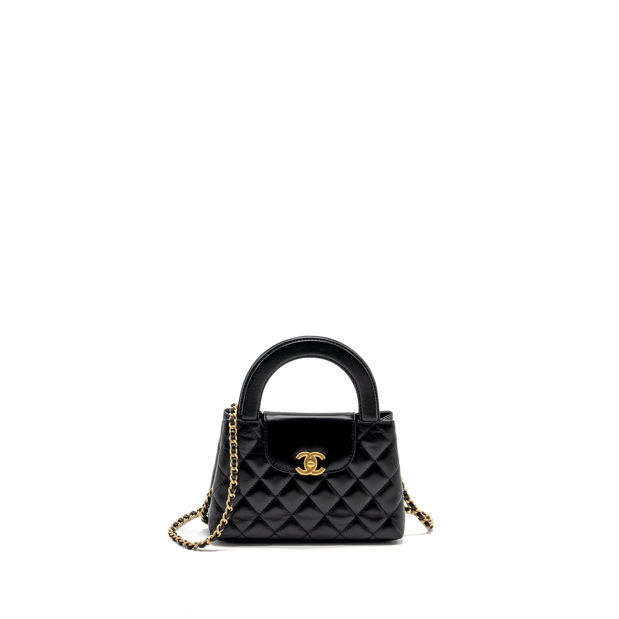 CHANEL Mini Kelly Shopping tote bag Calfskin Black  (Microchip)