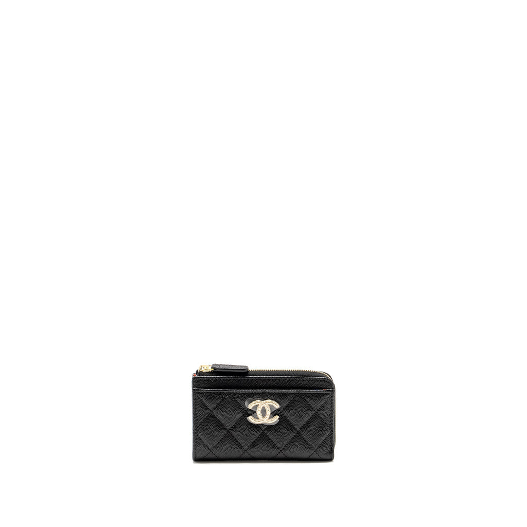 Chanel Zipped Card Holder Limited Edition Caviar Black L (Microchip)